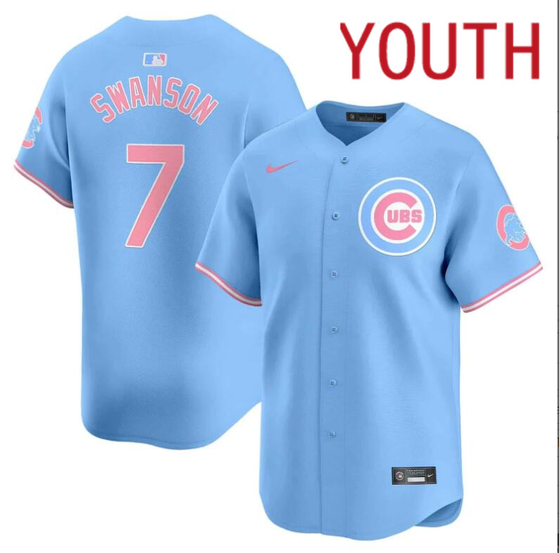 Youth Chicago Cubs #7 Swanson blue 2024 Nike MLB jersey